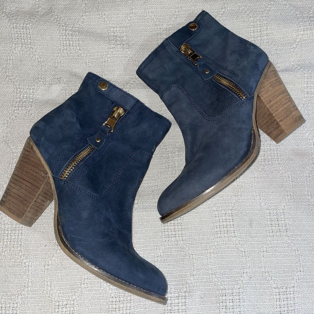 Aldo Women’s Heeled Booties Size 9 M Blue Leather Going Out Party Fun